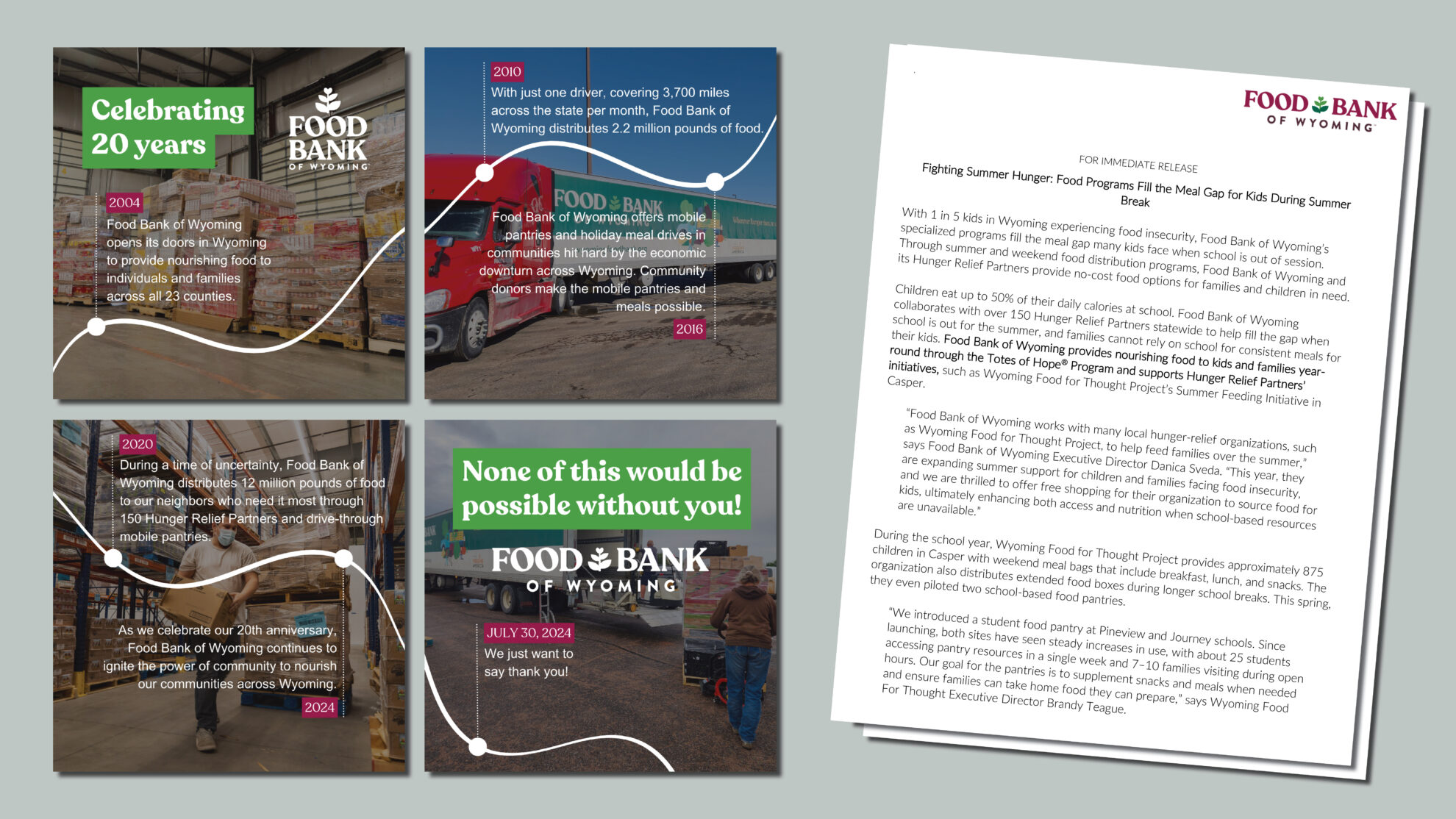 Food Bank of Wyoming PR and content