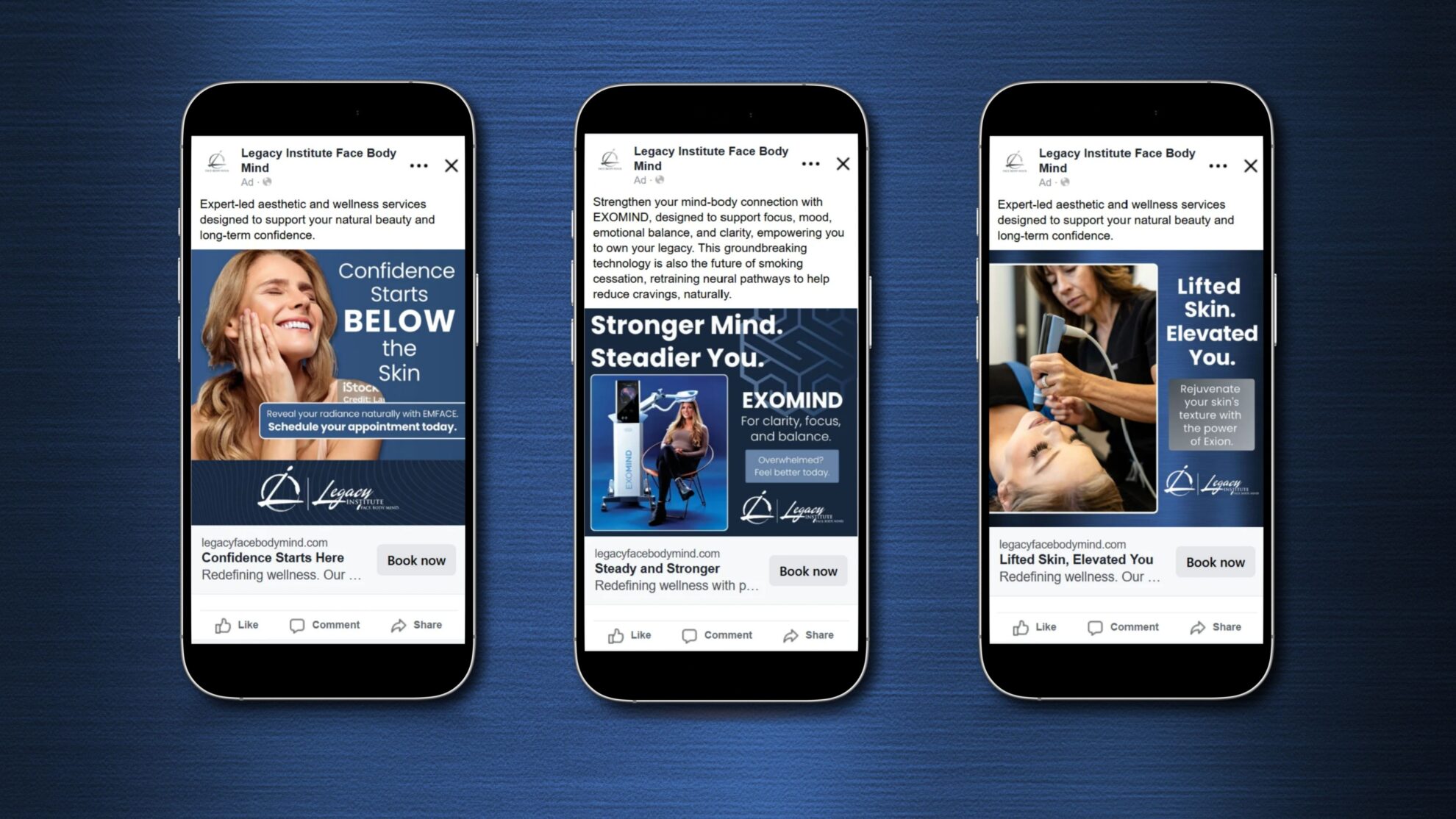 Legacy Face. Body. Mind. — website mockup